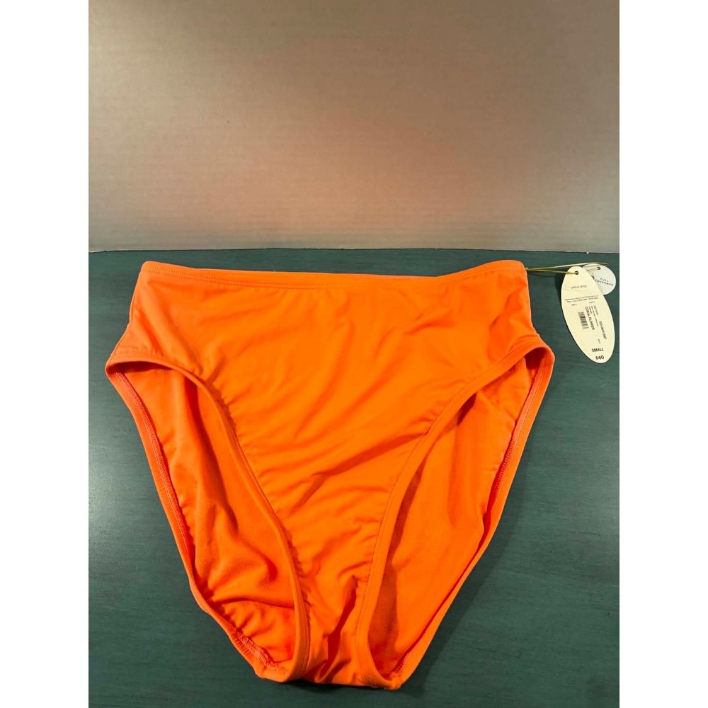 Mynah High Waist Bikini Bottom‎ Coral Flower Orange Swimwear Small NEW